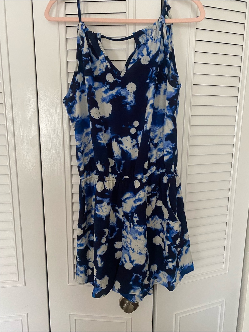 Blue and White Tie-Dye Romper